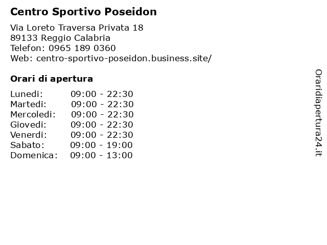 Centro Sportivo Poseidon a Reggio Calabria: indirizzo e orari di apertura