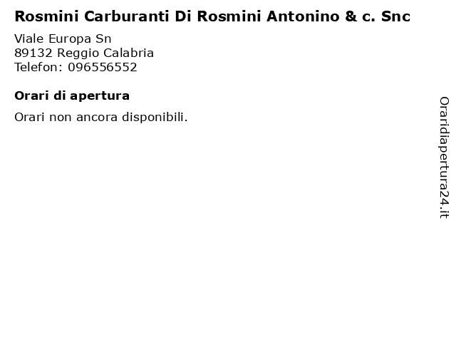 Rosmini Carburanti Di Rosmini Antonino & c. Snc a Reggio Calabria: indirizzo e orari di apertura