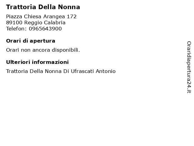 Trattoria Della Nonna a Reggio Calabria: indirizzo e orari di apertura