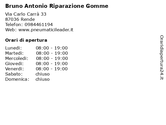 Bruno Antonio Riparazione Gomme a Rende: indirizzo e orari di apertura