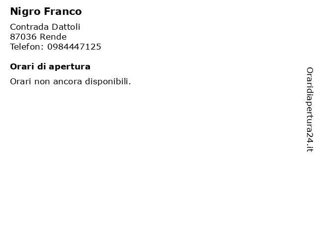 Nigro Franco a Rende: indirizzo e orari di apertura