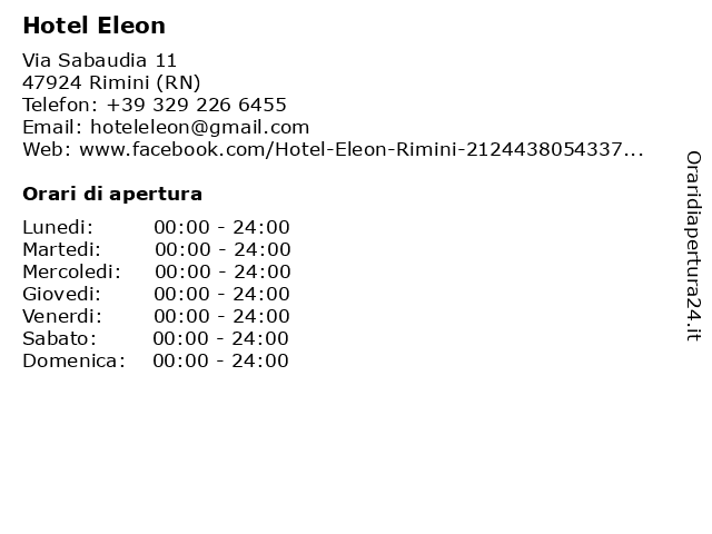 Hotel Eleon a Rimini (RN): indirizzo e orari di apertura