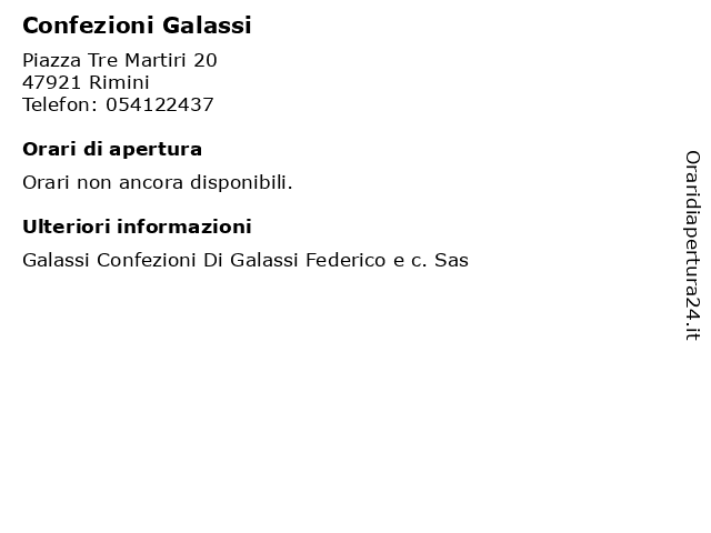 Confezioni Galassi a Rimini: indirizzo e orari di apertura
