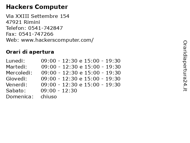 Hackers Computer a Rimini: indirizzo e orari di apertura