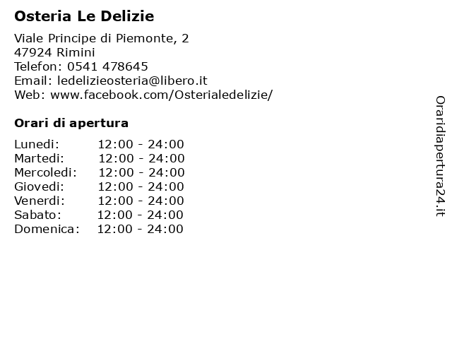 Osteria Le Delizie a Rimini: indirizzo e orari di apertura