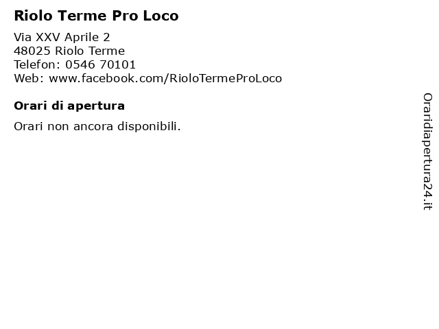 Riolo Terme Pro Loco a Riolo Terme: indirizzo e orari di apertura