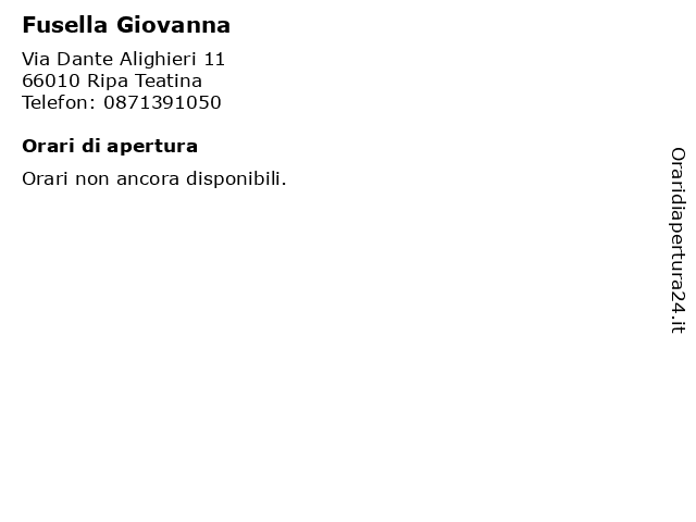 Fusella Giovanna a Ripa Teatina: indirizzo e orari di apertura