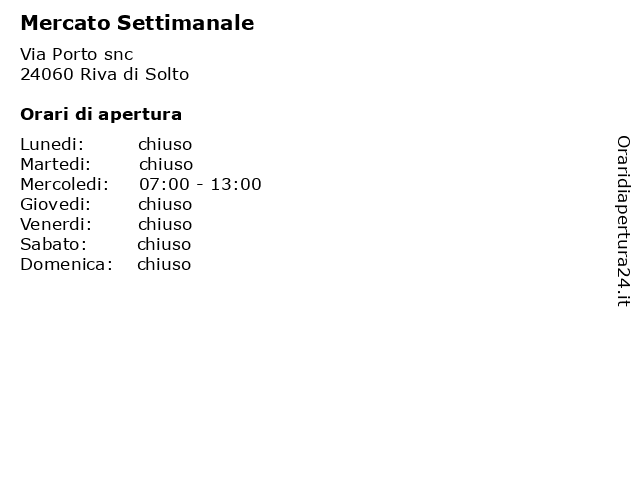 Mercato Settimanale a Riva di Solto: indirizzo e orari di apertura