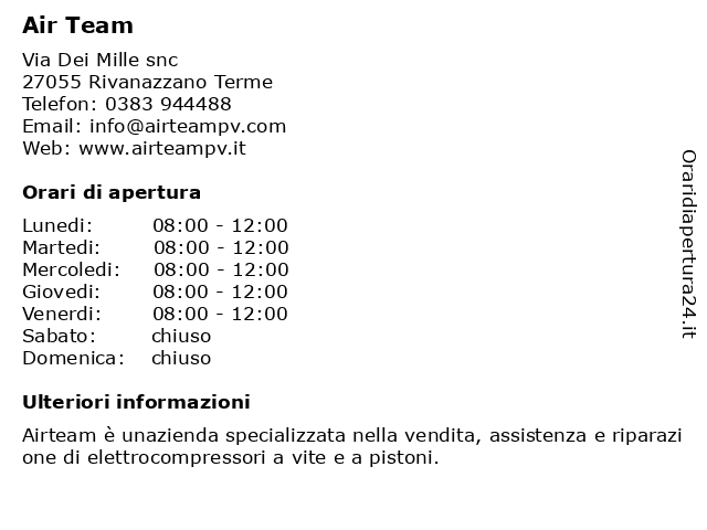 Air Team a Rivanazzano Terme: indirizzo e orari di apertura