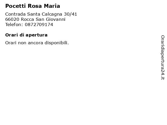 Pocetti Rosa Maria a Rocca San Giovanni: indirizzo e orari di apertura