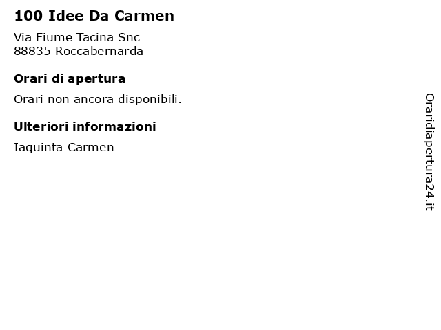 100 Idee Da Carmen a Roccabernarda: indirizzo e orari di apertura