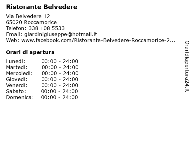 Ristorante Belvedere a Roccamorice: indirizzo e orari di apertura
