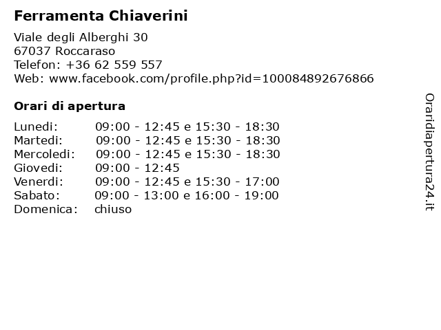 Ferramenta Chiaverini a Roccaraso: indirizzo e orari di apertura