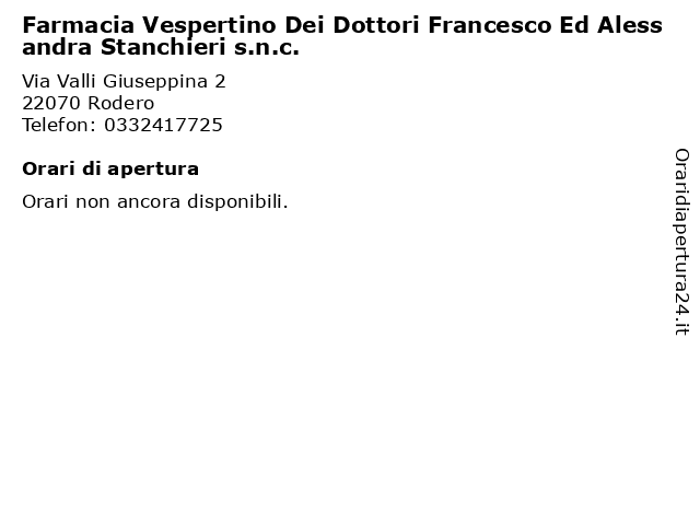 Farmacia Vespertino Dei Dottori Francesco Ed Alessandra Stanchieri s.n.c. a Rodero: indirizzo e orari di apertura