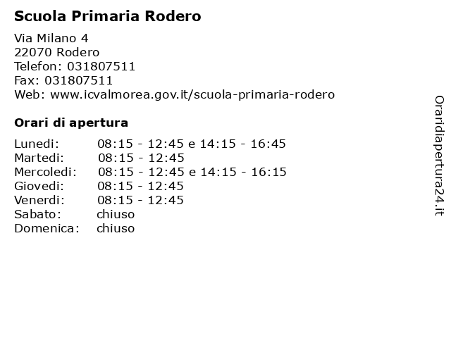 Scuola Primaria Rodero a Rodero: indirizzo e orari di apertura