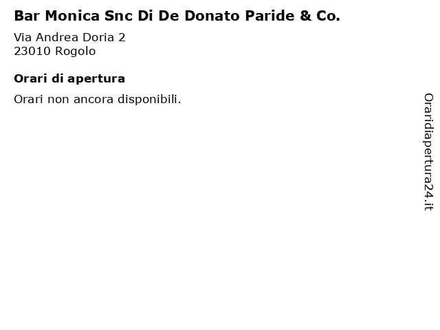 Bar Monica Snc Di De Donato Paride & Co. a Rogolo: indirizzo e orari di apertura