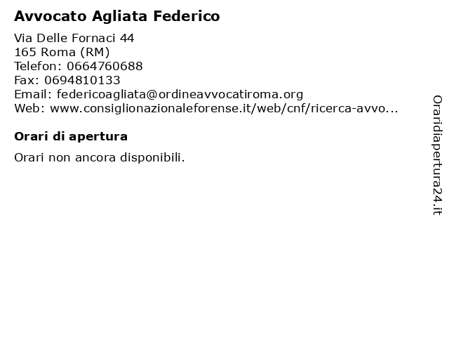 Avvocato Agliata Federico a Roma (RM): indirizzo e orari di apertura
