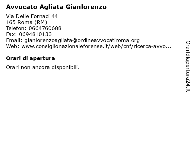 Avvocato Agliata Gianlorenzo a Roma (RM): indirizzo e orari di apertura