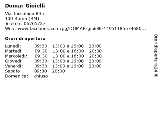ᐅ Orari Domar Gioielli Via Tuscolana 845 Roma Rm