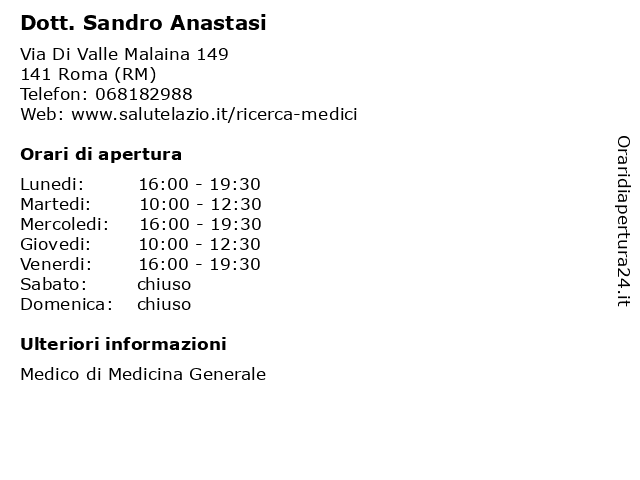 Dott. Sandro Anastasi a Roma (RM): indirizzo e orari di apertura
