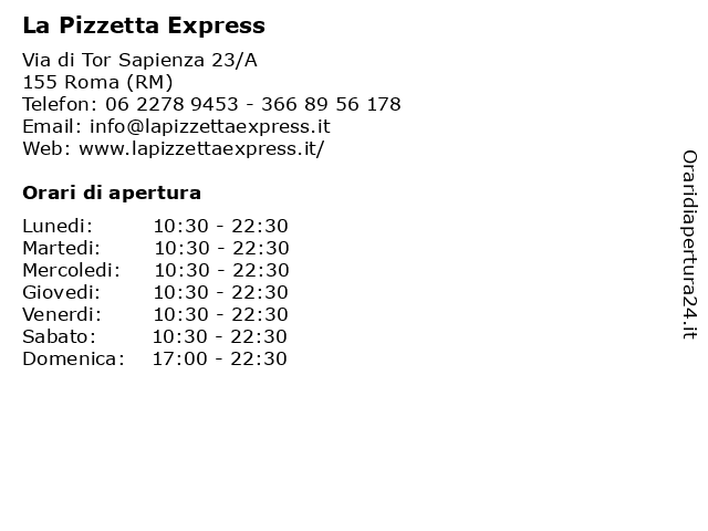 La Pizzetta Express a Roma (RM): indirizzo e orari di apertura