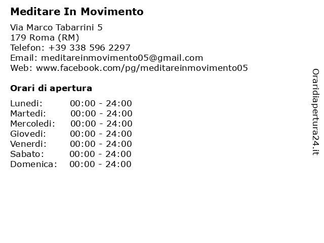 Meditare In Movimento a Roma (RM): indirizzo e orari di apertura