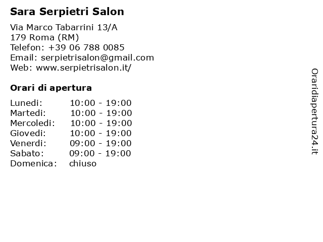 Parrucchiere Sara Serpietri Salon a Roma (RM): indirizzo e orari di apertura