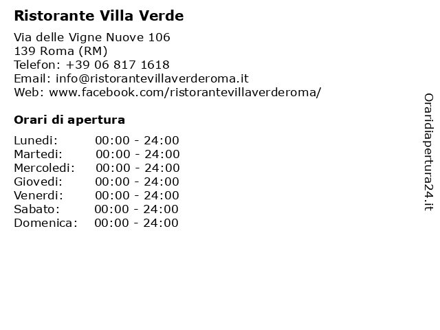 Ristorante Villa Verde a Roma (RM): indirizzo e orari di apertura