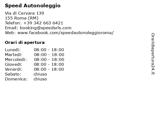 Speed Autonoleggio a Roma (RM): indirizzo e orari di apertura
