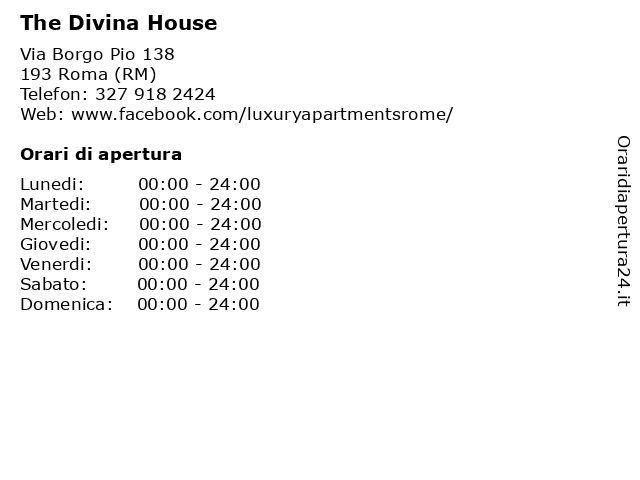 The Divina House a Roma (RM): indirizzo e orari di apertura