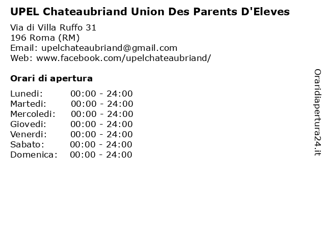 UPEL Chateaubriand Union Des Parents D'Eleves a Roma (RM): indirizzo e orari di apertura