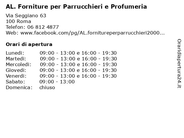 AL. Forniture per Parrucchieri e Profumeria a Roma: indirizzo e orari di apertura