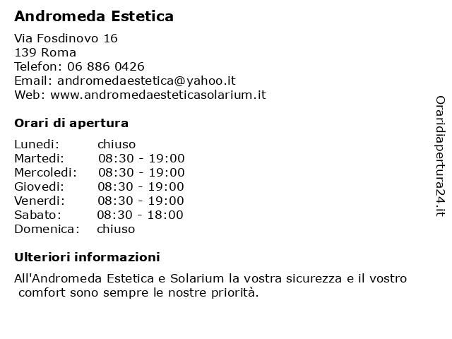 Andromeda Estetica a Roma: indirizzo e orari di apertura