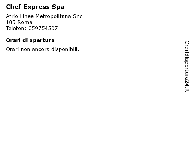 Chef Express Spa a Roma: indirizzo e orari di apertura