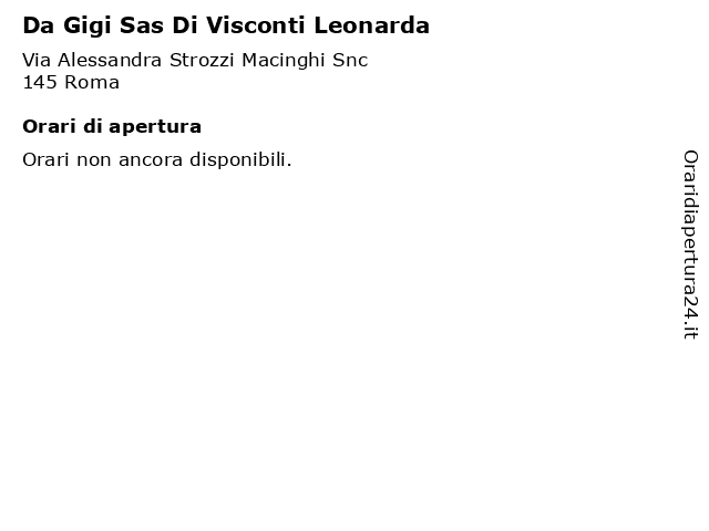 Da Gigi Sas Di Visconti Leonarda a Roma: indirizzo e orari di apertura