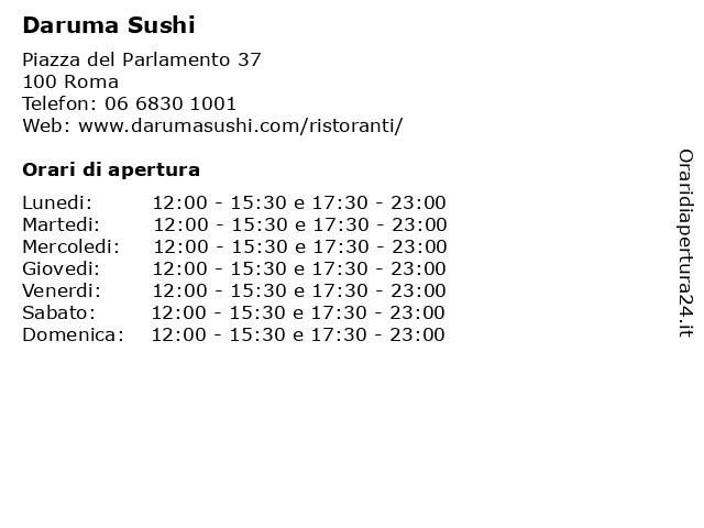 Daruma Sushi a Roma: indirizzo e orari di apertura