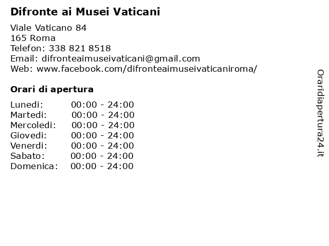 Difronte ai Musei Vaticani a Roma: indirizzo e orari di apertura