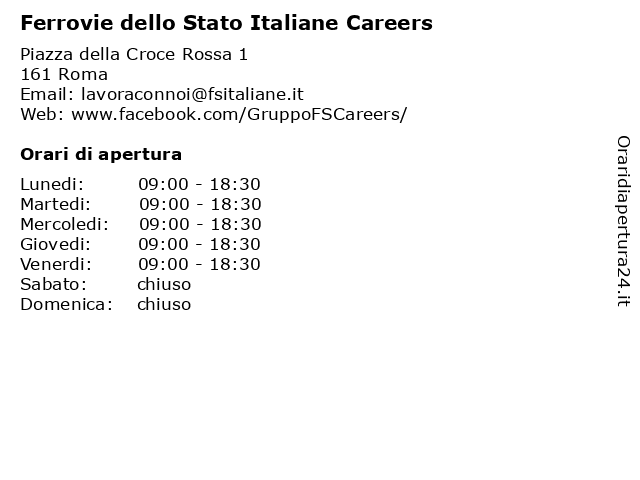 Ferrovie dello Stato Italiane Careers a Roma: indirizzo e orari di apertura