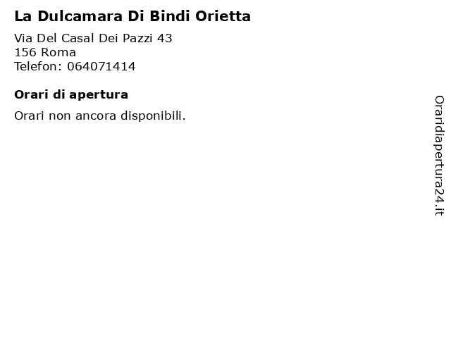 ᐅ Orari La Dulcamara Di Bindi Orietta Via Del Casal Dei Pazzi 43 Roma