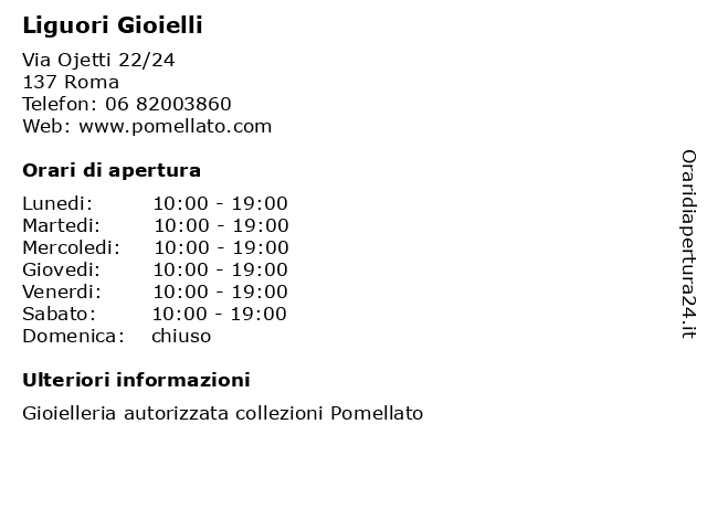 ᐅ Orari Liguori Gioielli Via Ojetti 22 24 Roma