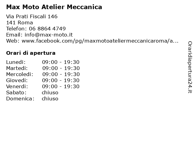 Max Moto Atelier Meccanica a Roma: indirizzo e orari di apertura