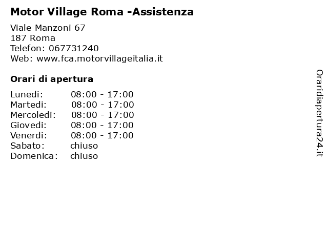 Motor Village Roma -Assistenza a Roma: indirizzo e orari di apertura