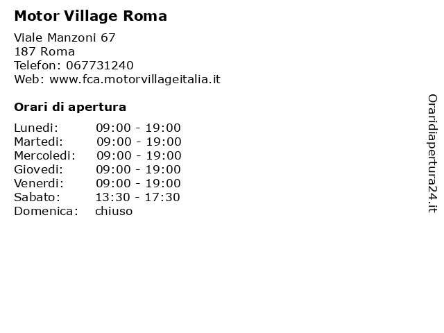 Motor Village Roma a Roma: indirizzo e orari di apertura