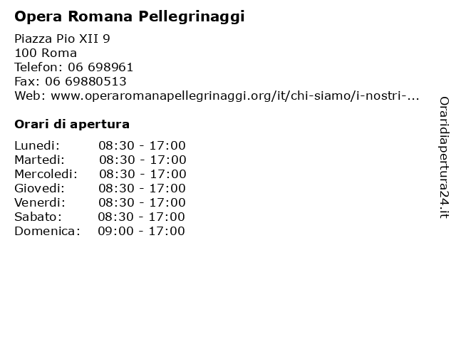 Opera Romana Pellegrinaggi a Roma: indirizzo e orari di apertura