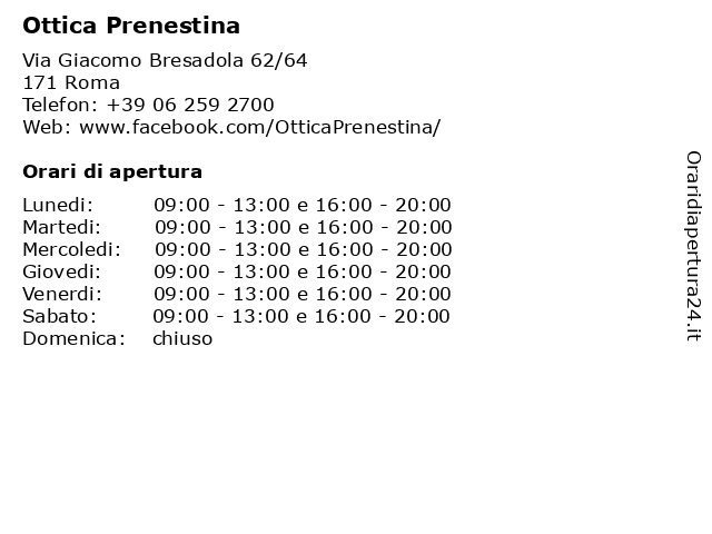 Ottica Prenestina a Roma: indirizzo e orari di apertura