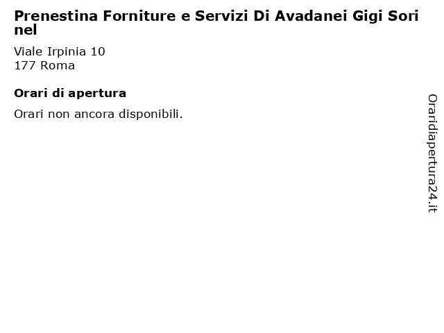 Prenestina Forniture e Servizi Di Avadanei Gigi Sorinel a Roma: indirizzo e orari di apertura