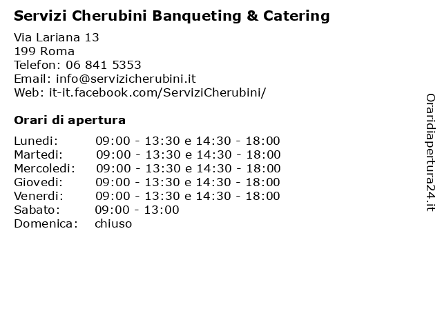 Servizi Cherubini Banqueting & Catering a Roma: indirizzo e orari di apertura