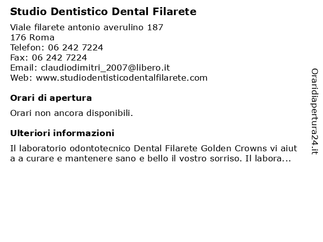 Studio Dentistico Dental Filarete a Roma: indirizzo e orari di apertura