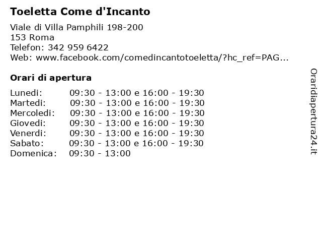 Toeletta Come d'Incanto a Roma: indirizzo e orari di apertura