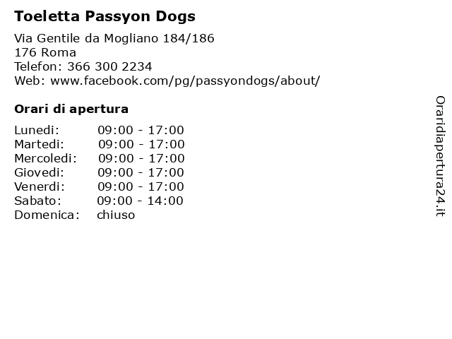 Toeletta Passyon Dogs a Roma: indirizzo e orari di apertura